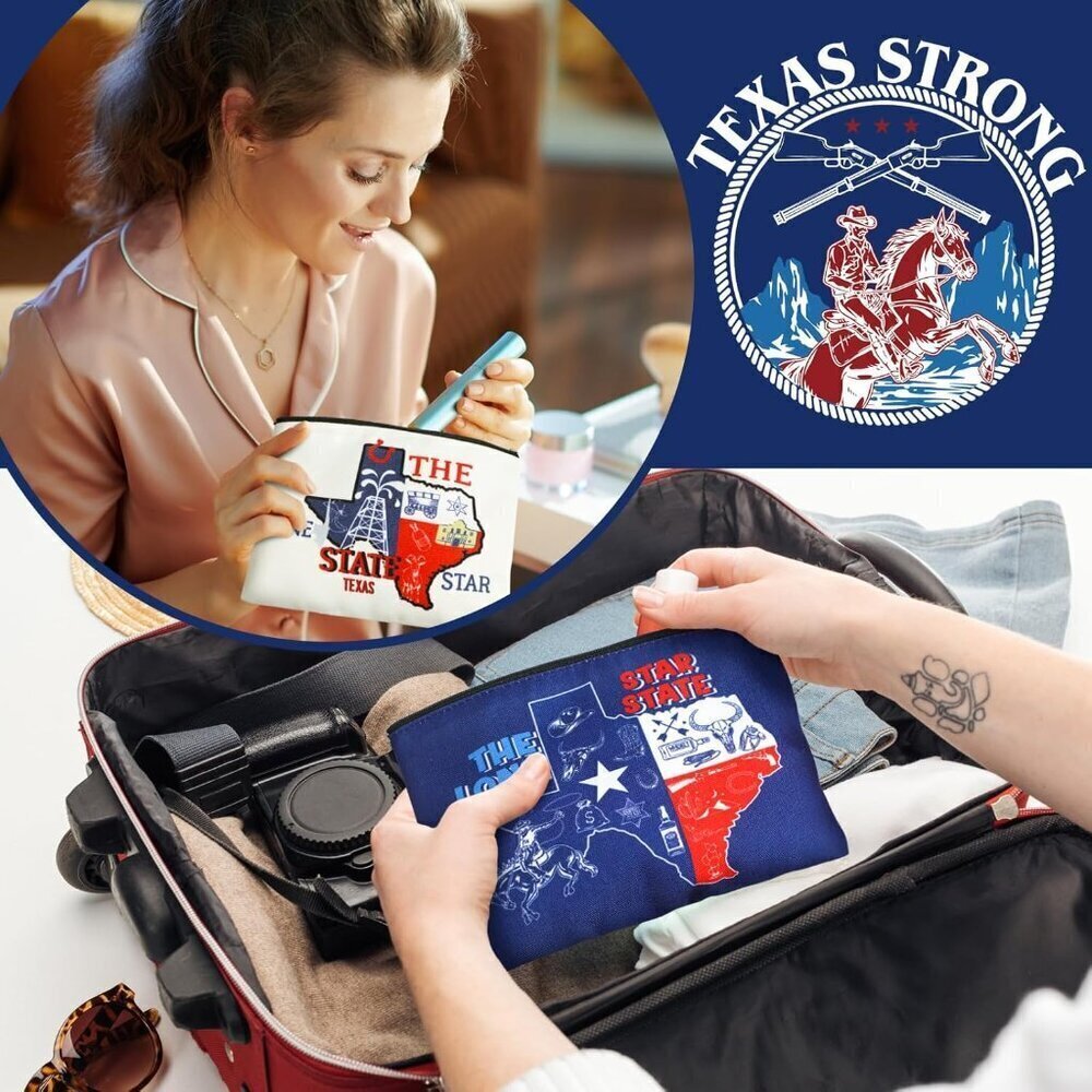 9 Pcs City Cosmetic Bag  City Souvenir Gifts Texas Makeup Bag Chicago Texas Flor - Picture 5 of 7